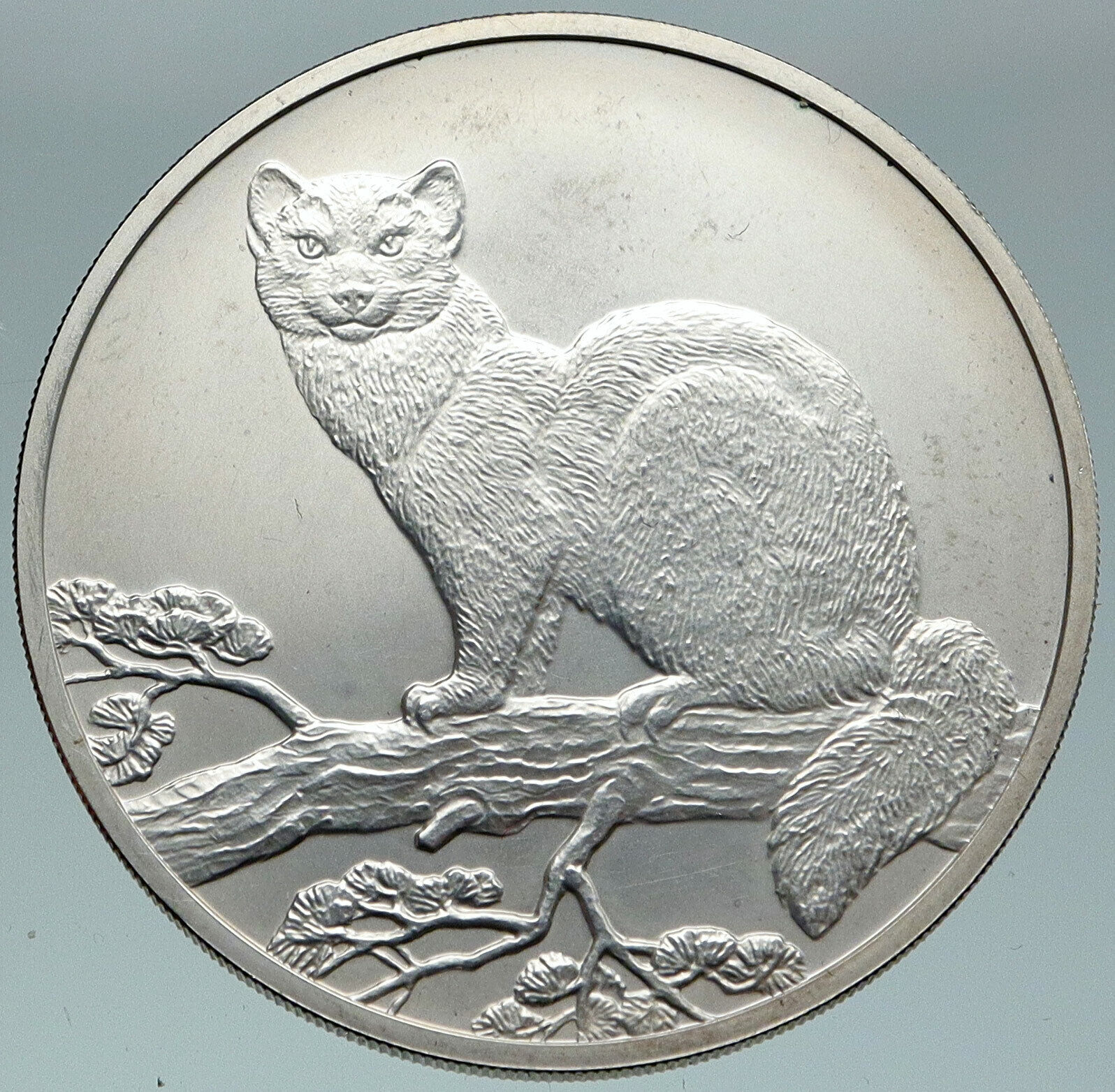 1995 RUSSIA Sable FUR Cat Tiger Lynx Fox OLD VINTAGE Silver 3 Ruble Coin i87461