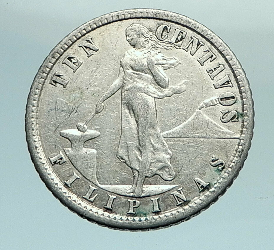 1907 S PHILIPPINES - TEN Centavos United States of America Silver Coin i79676