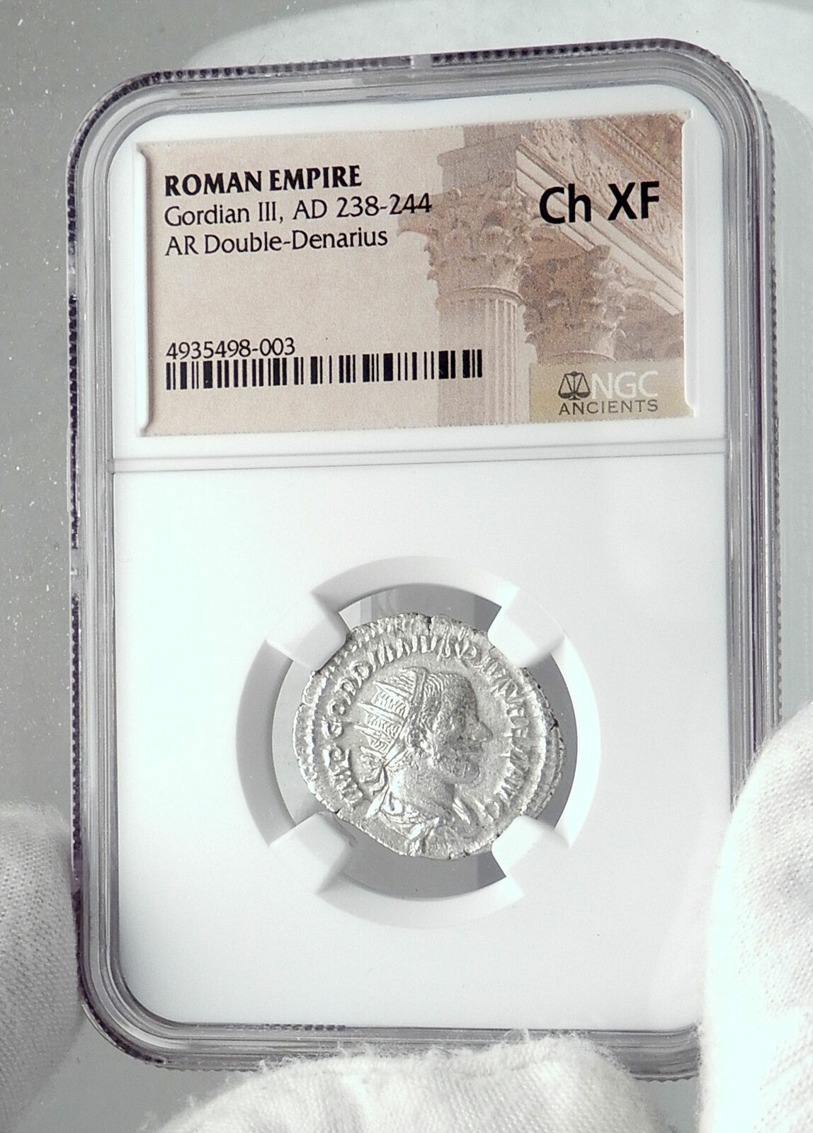 GORDIAN III Authentic Ancient 241AD Rome Silver Roman Coin LAEITITA NGC i81344