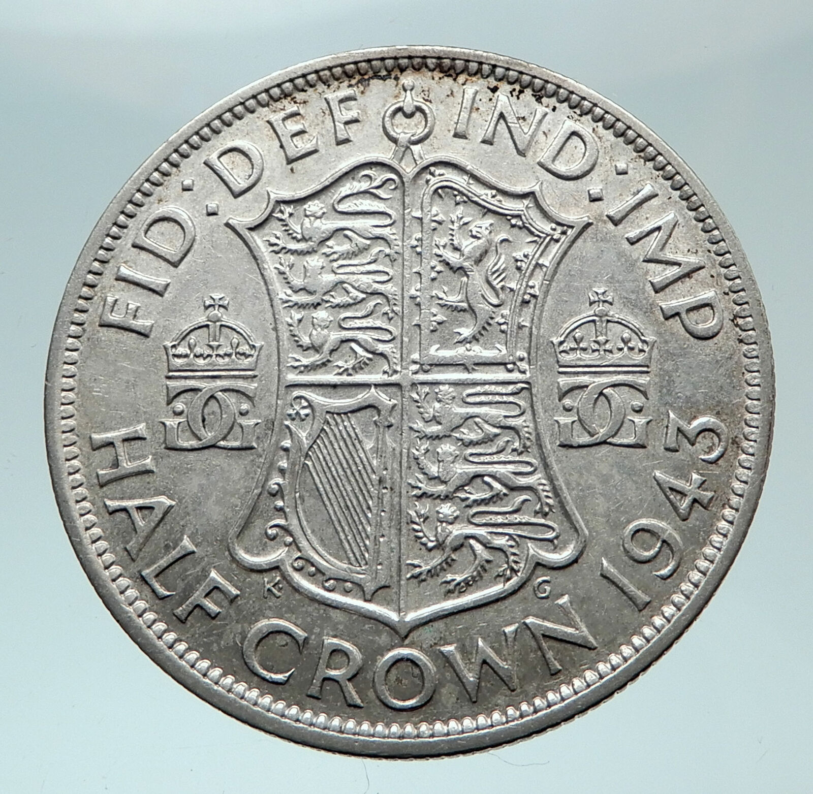 1943 Great Britain United Kingdom UK GEORGE VI Silver Half Crown Coin i81012