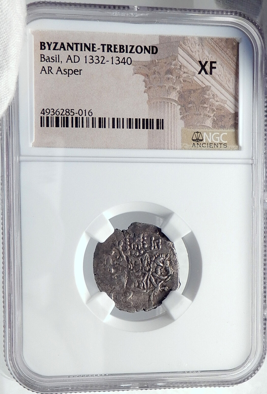 BASIL Emperor of EMPIRE of TREBIZOND 1332AD Silver Byzantine Coin NGC i81807