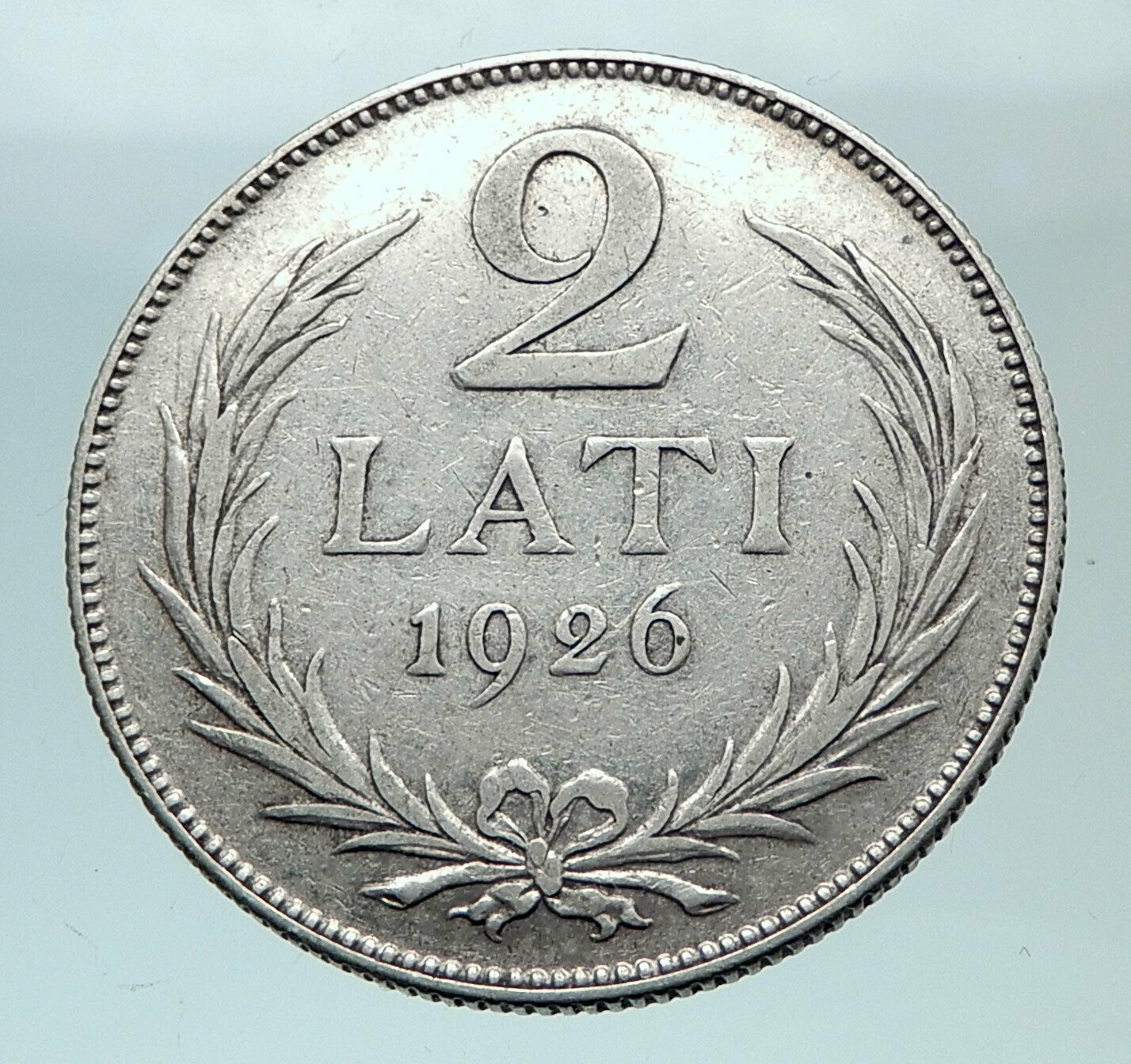 1926 LATVIA Lions & Shield Genuine Vintage Silver European 2 Lati Coin i81567