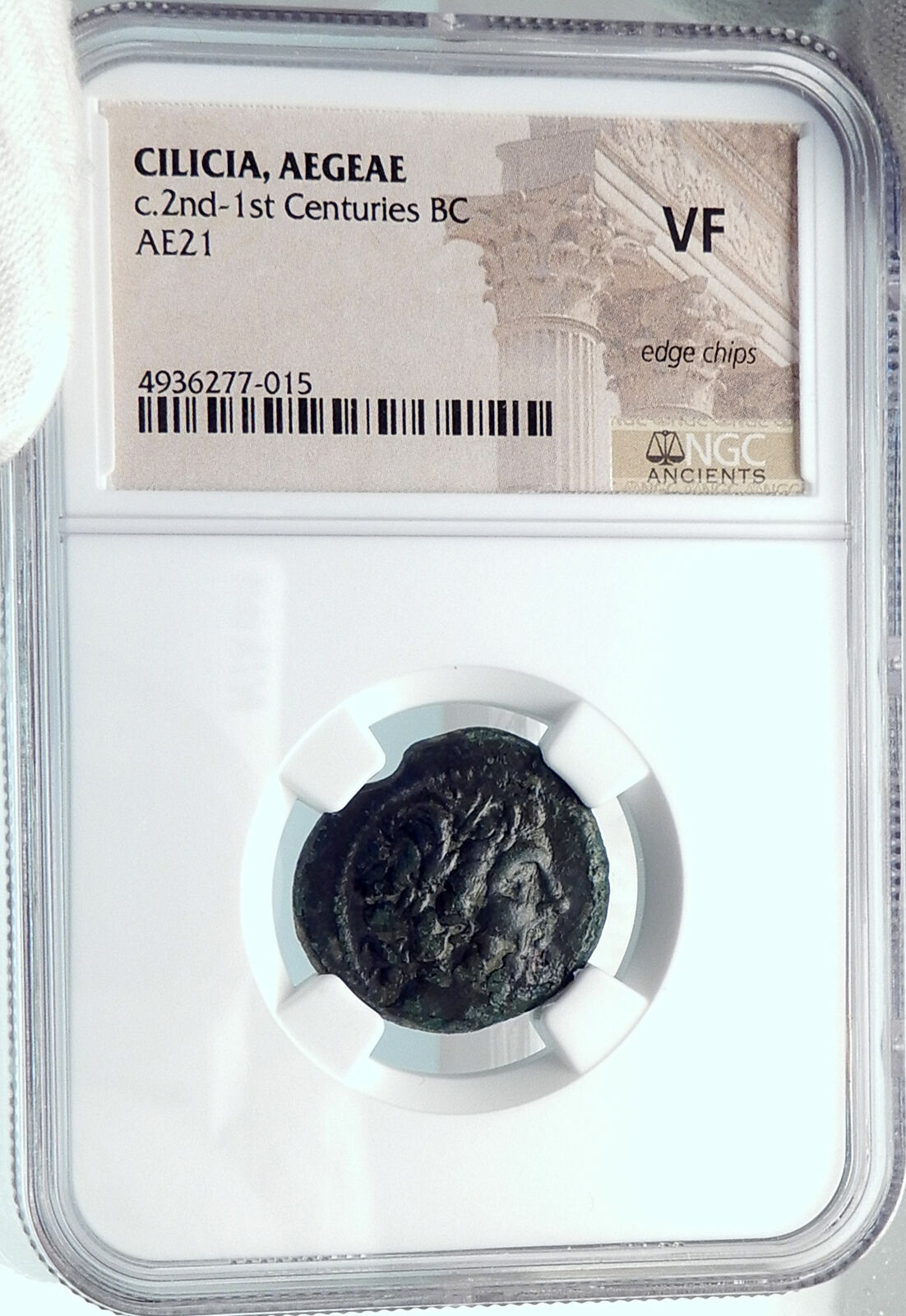 AIGEAI in CILICIA Authentic Ancient 2-1CenBC Greek Coin ZEUS ATHENA NGC i81912