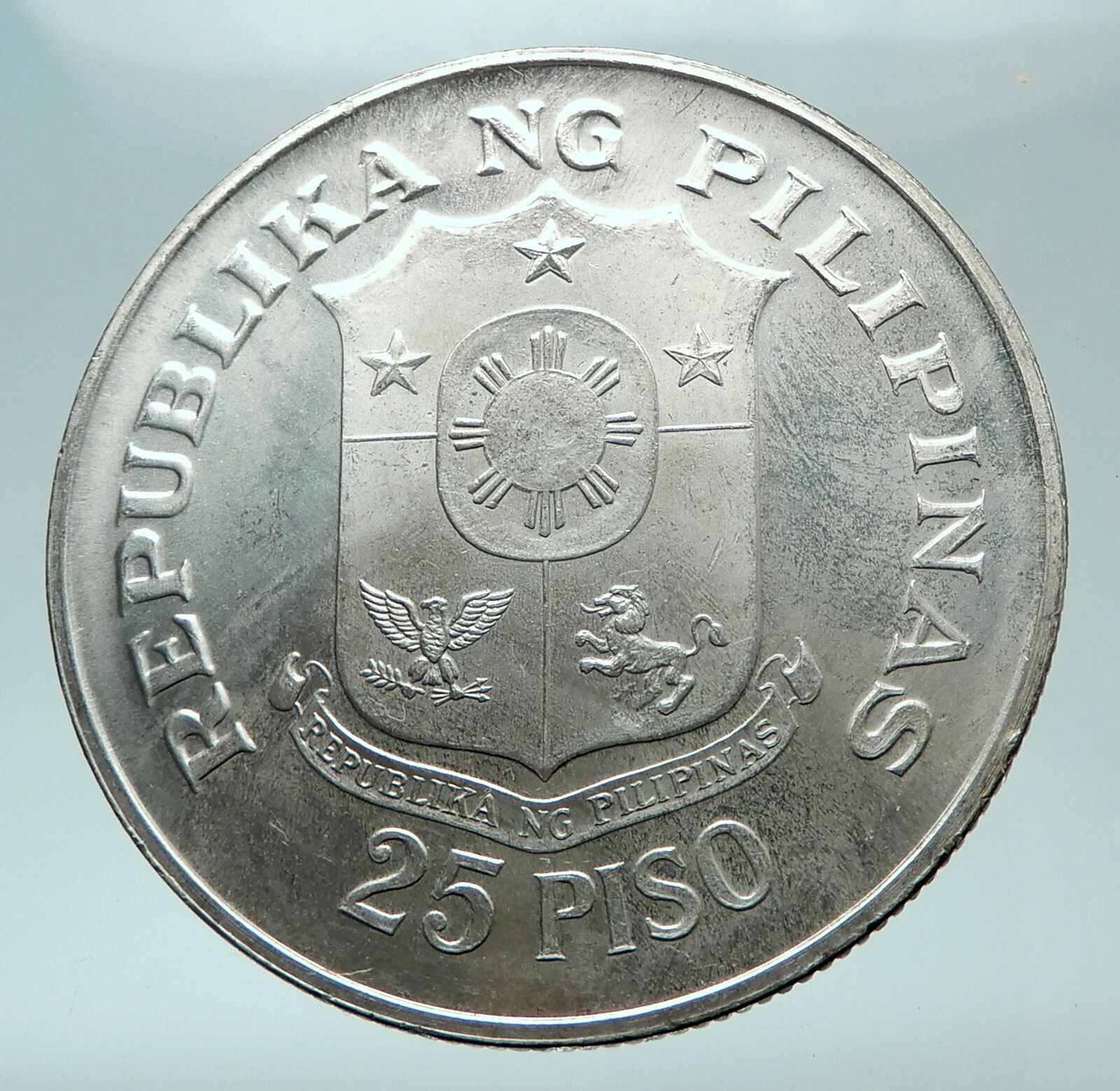 1974 PHILIPPINES Central Bank Anniversary Genuine Silver 25 PESO Coin i81489