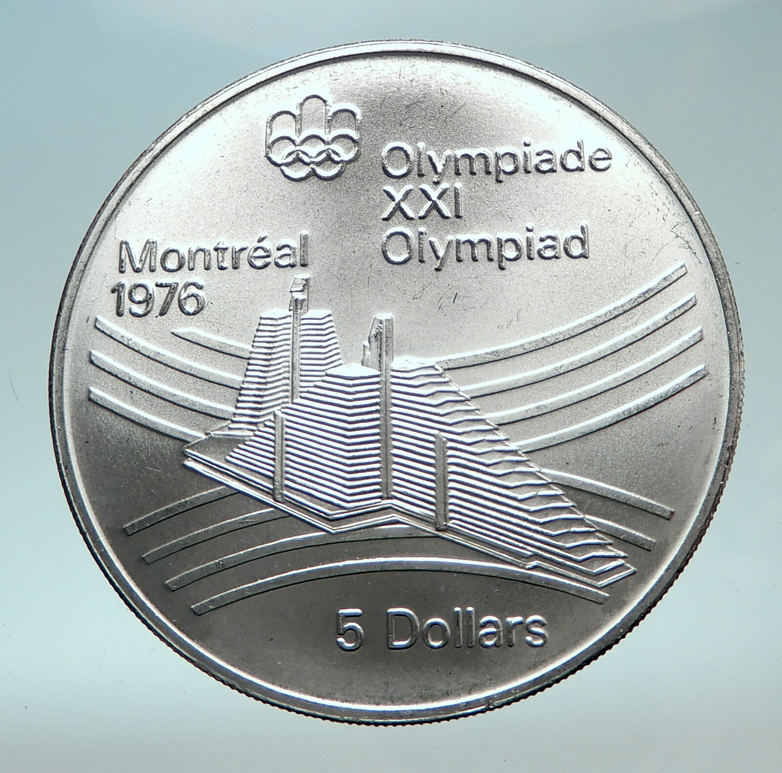 1976 CANADA Queen Elizabeth II Olympics Montreal Village Silver $5 Coin i81961