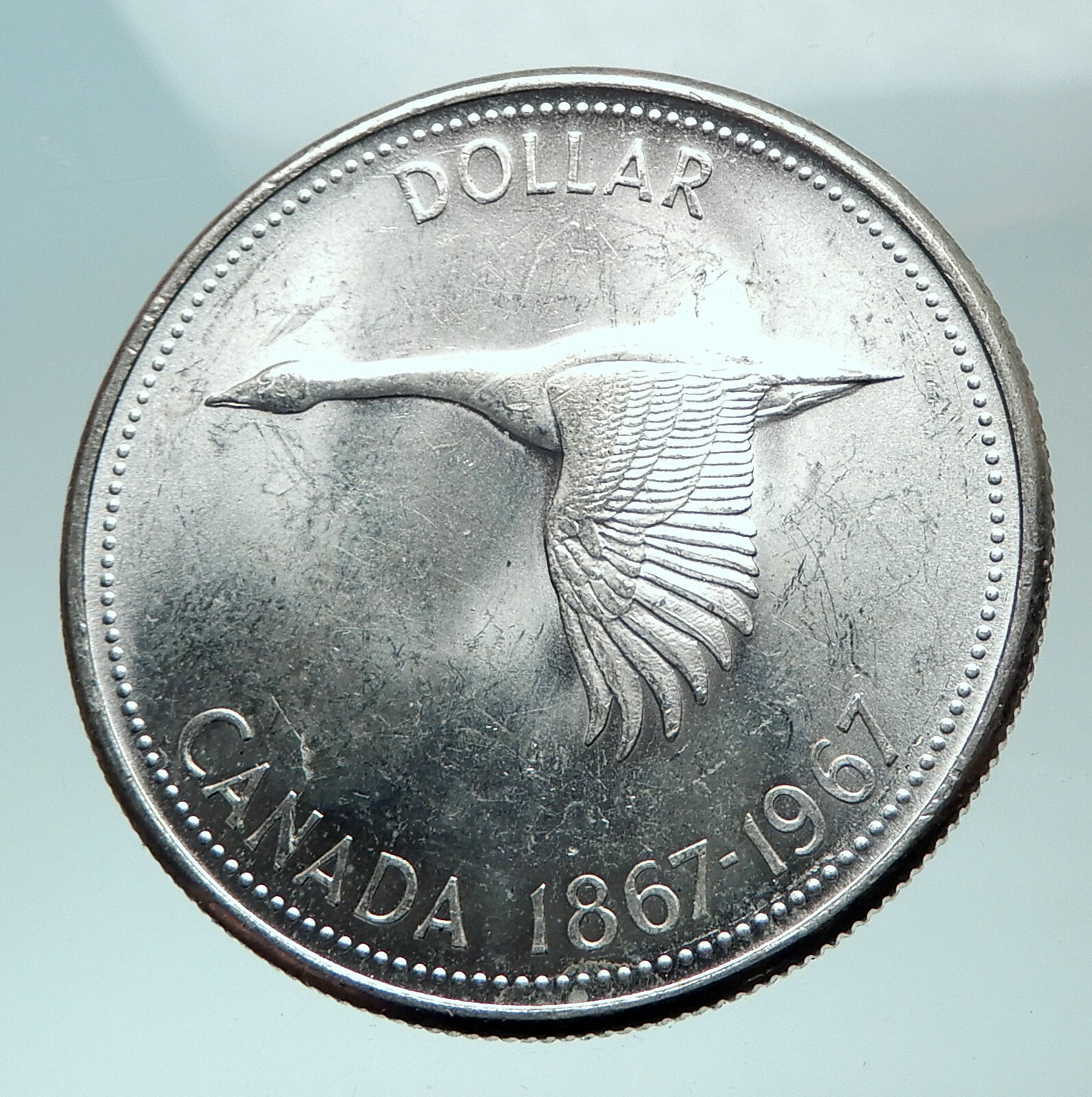 1967 CANADA CANADIAN Confederation Founding with GOOSE Silver Dollar Coin i82054