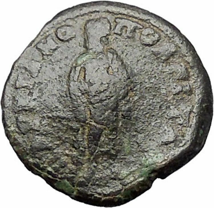 Diadumenian Marcianopolis Ancient Roman Coin Asclepius Medical symbol i48018