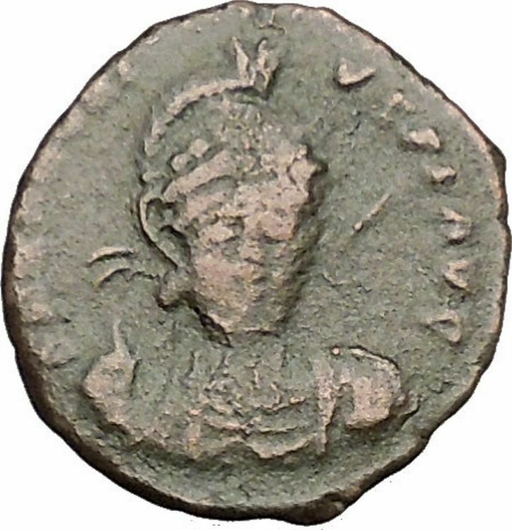 Honorius 401AD Authentic Ancient Roman Coin Constantinopolis seated Rare i52609