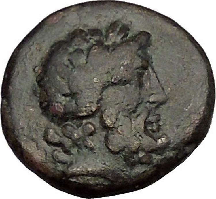 PERGAMON in MYSIA 150BC Asclepius & Medcine Symbol Snake Staff Greek Coin i53433