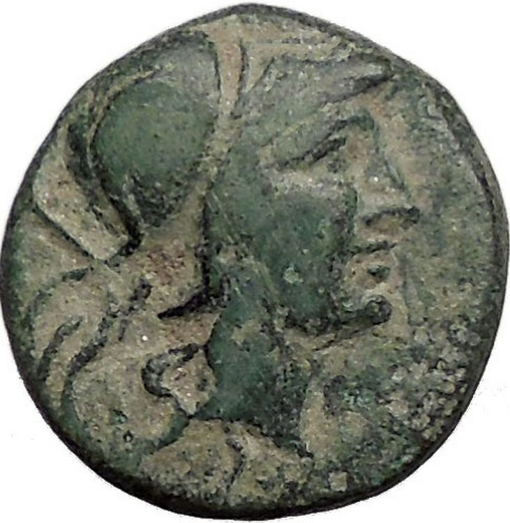 PERGAMON in MYSIA 133BC Athena Trophy Helmet Authentic Ancient Greek Coin i56293