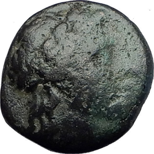 AIGAI in AEOLIS 2-1stCenBC Authentic Ancient Greek Coin APOLLO & GOAT i63150