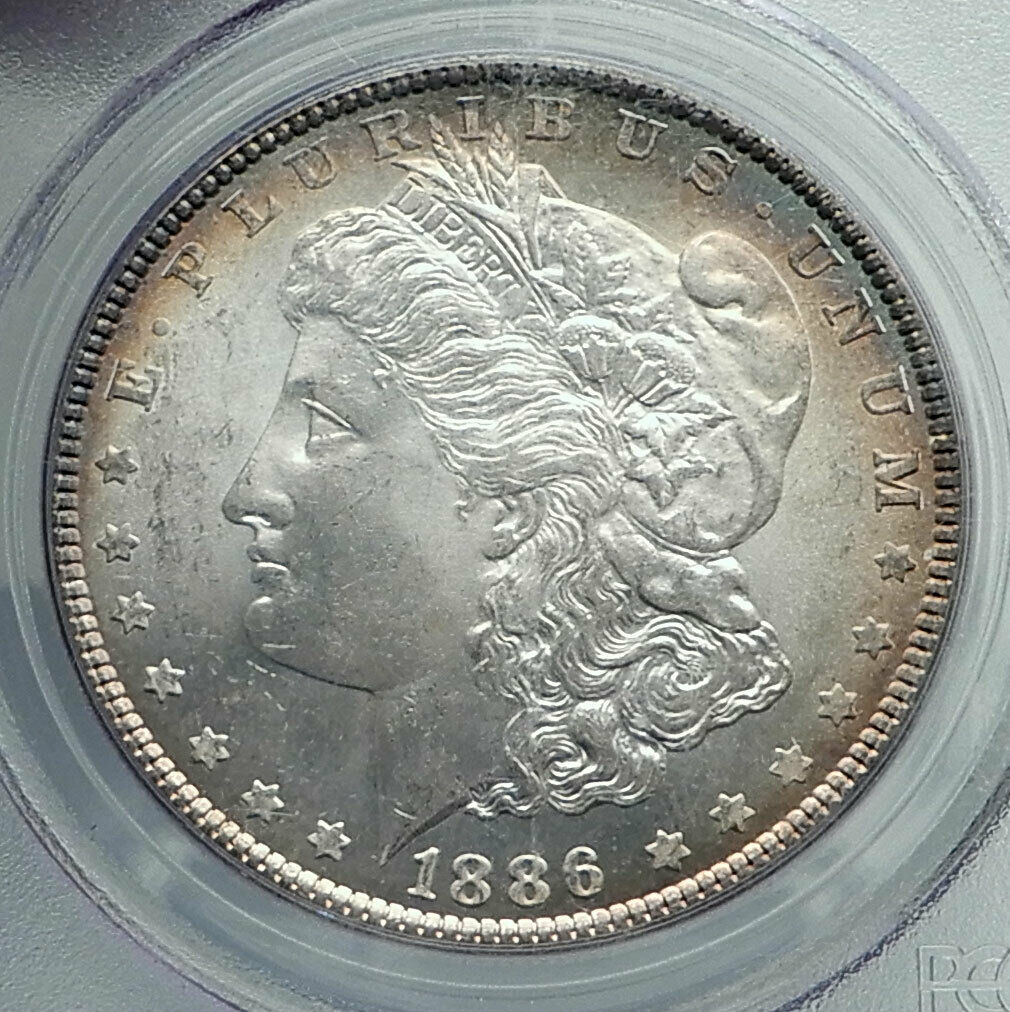 1886 UNITED STATES of America SILVER Morgan US Dollar Coin EAGLE PCGS MS i78876