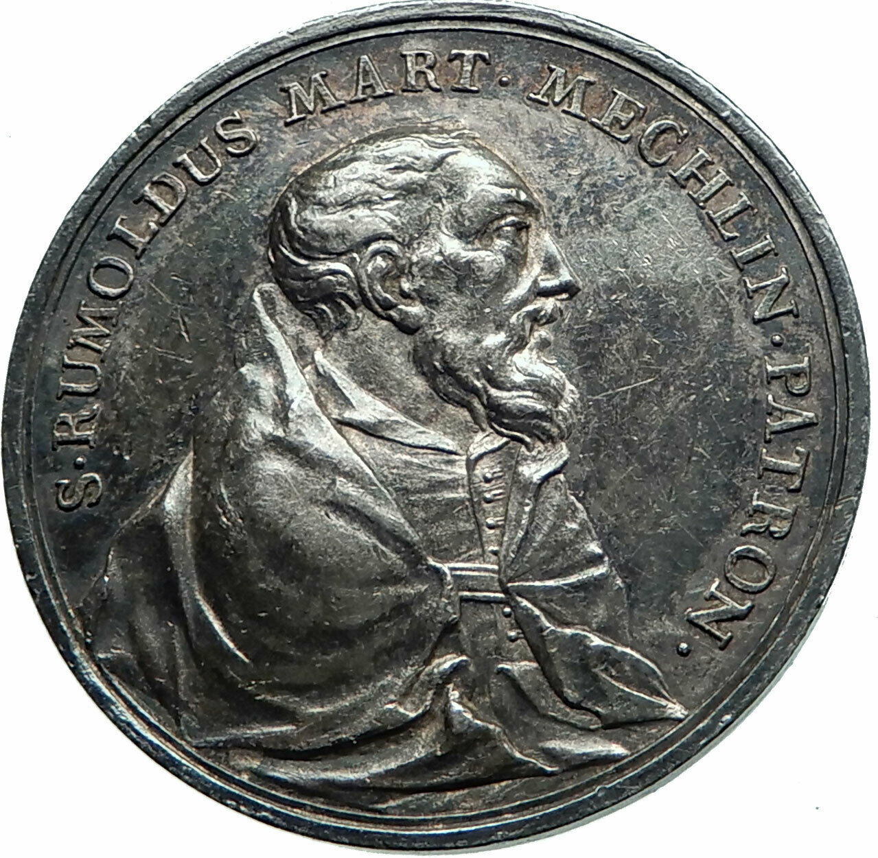 1775 Belgium Saint Rumbold Mechlin Silver Christian Antique Medal i79720