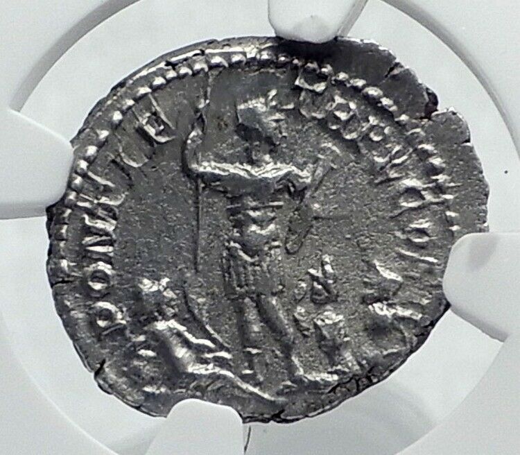 CARACALLA Captives & River-God Ancient 207AD Rome Silver Roman Coin NGC i81697