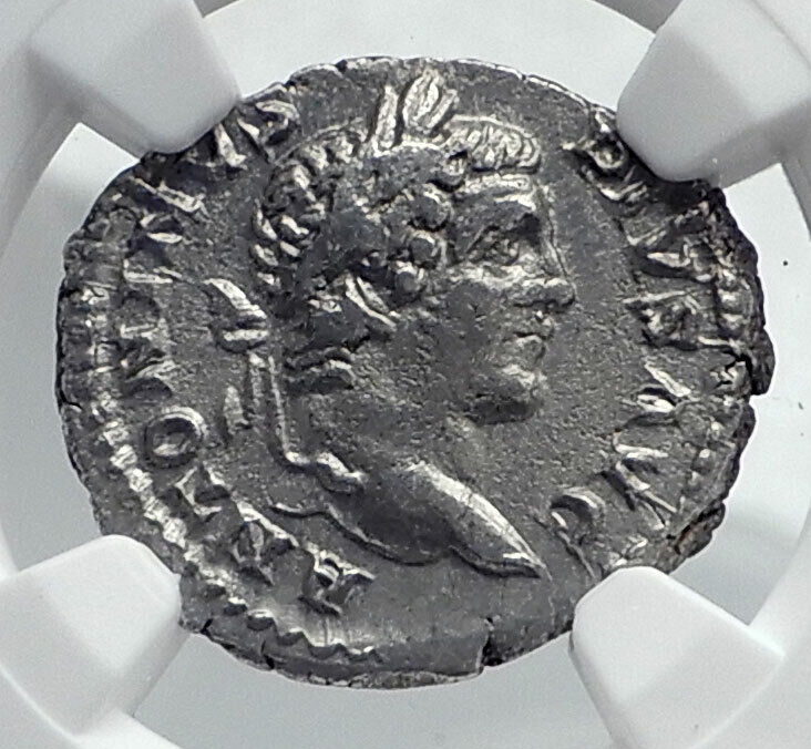 CARACALLA Captives & River-God Ancient 207AD Rome Silver Roman Coin NGC i81697