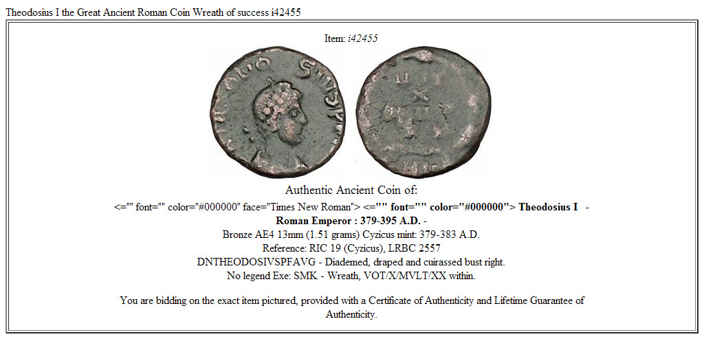 Theodosius I the Great Ancient Roman Coin Wreath of success i42455
