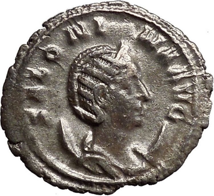 SALONINA wife of GALLIENUS 256ADAuthentic Ancient Silver Roman Coin JUNO i45555