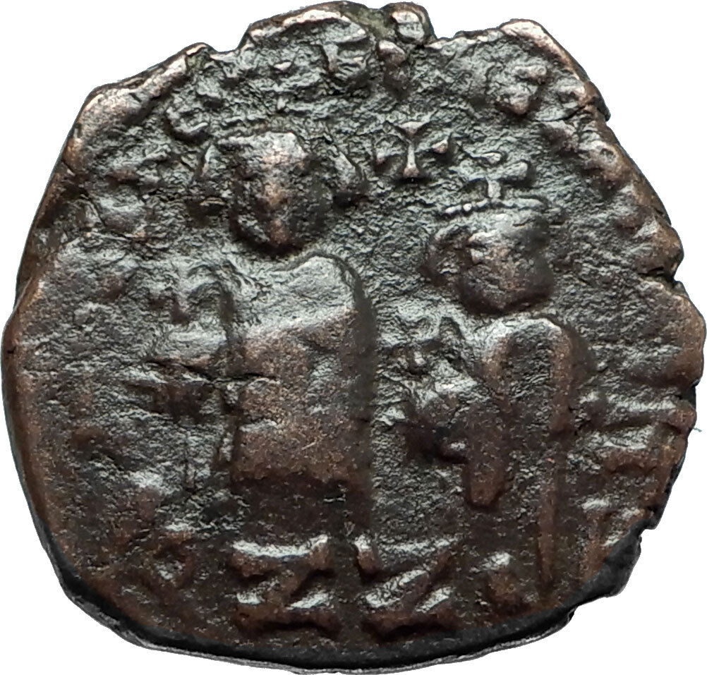 HERACLIUS & Son H Constantine Genuine 610AD Ancient Byzantine Follis Coin i66096