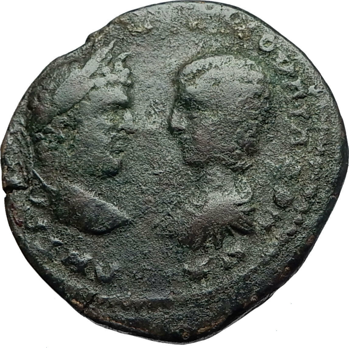 CARACALLA & JULIA DOMNA Genuine Ancient Marcianopolis Roman Coin SERAPIS i71038