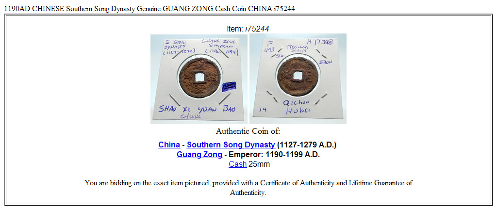 1190AD CHINESE Southern Song Dynasty Genuine GUANG ZONG Cash Coin CHINA i75244