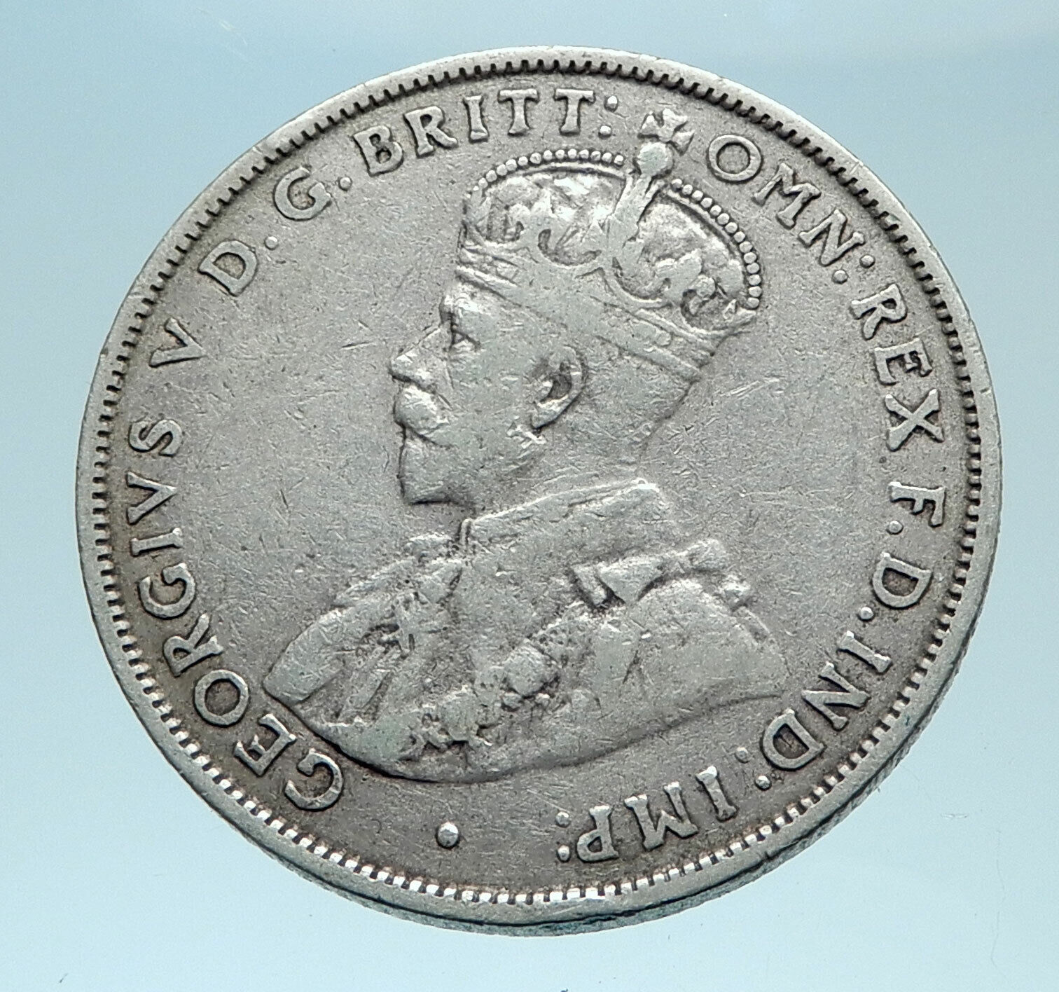 1927 AUSTRALIA - UK King George V Kangaroo Silver Florin Australian Coin i78280