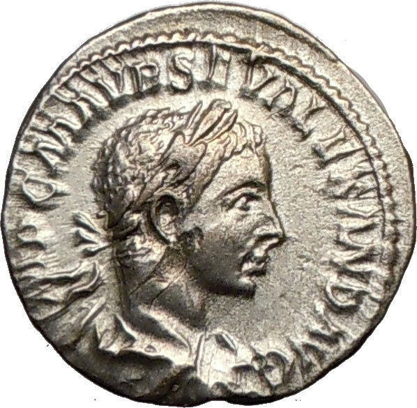 SEVERUS ALEXANDER 222AD Ancient Silver Roman Coin Nude ZEUS Thunderbolt i18651