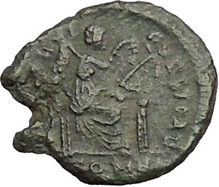 AELIA FLACILLA Ancient Roman Coin VICTORY Cult CHI-RHO Christ monogram i52840