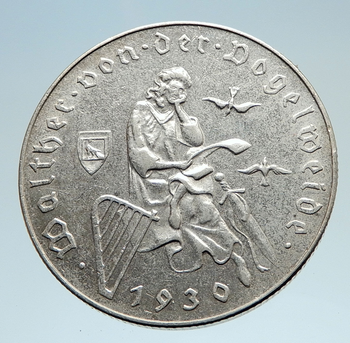 1930 AUSTRIA Composer Walther von Vogelweide Antique Silver Shilling Coin i75155