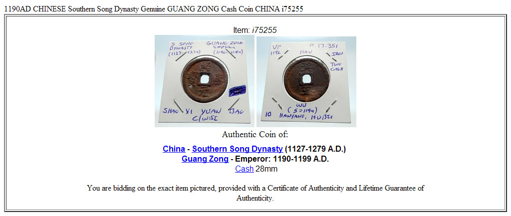 1190AD CHINESE Southern Song Dynasty Genuine GUANG ZONG Cash Coin CHINA i75255