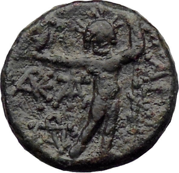 Aigai in Aiolis 2nd cent BC Very Rare Ancient Greek Coin Nude Zeus Cult i30113