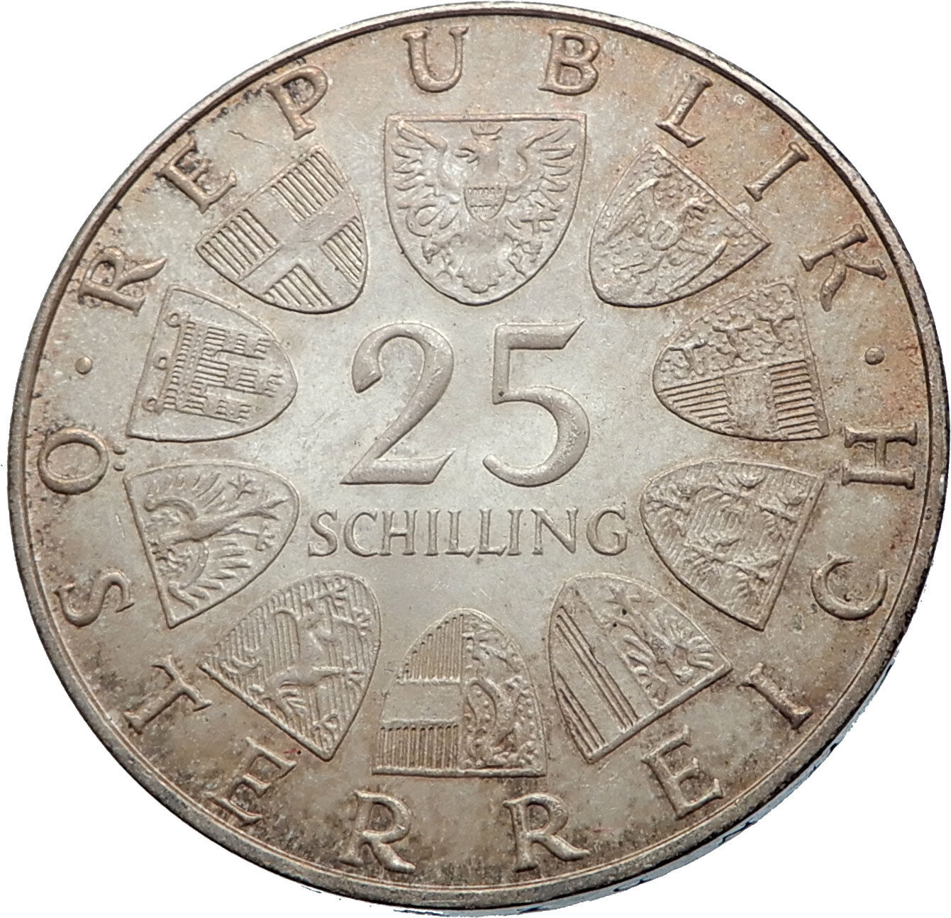 1973 AUSTRIA with Director Max Reinhardt Antique Silver 25 Schilling Coin i72042