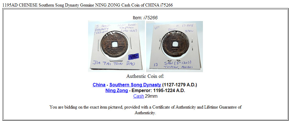 1195AD CHINESE Southern Song Dynasty Genuine NING ZONG Cash Coin of CHINA i75266