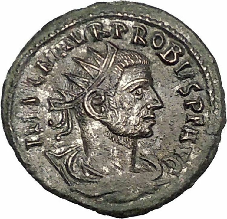 Probus receiving globe from Jupiter 276AD Tripolis Ancient Roman Coin i51156