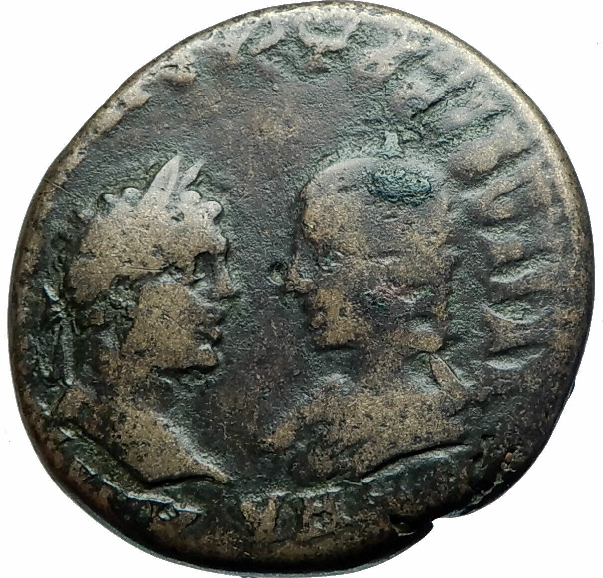 CARACALLA & JULIA DOMNA Marcianopolis Ancient 198AD Roman Coin w CAPTIVE i79144