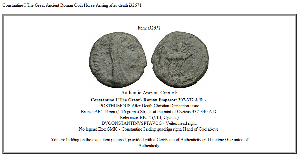 Constantine I The Great Ancient Roman Coin Horse Arising after death i32671