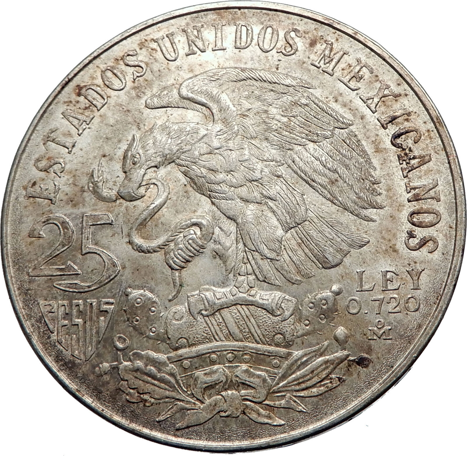 1968 Mexico XIX Olympic Games Aztec Ball Player BIG 25 Pesos Silver Coin i72008