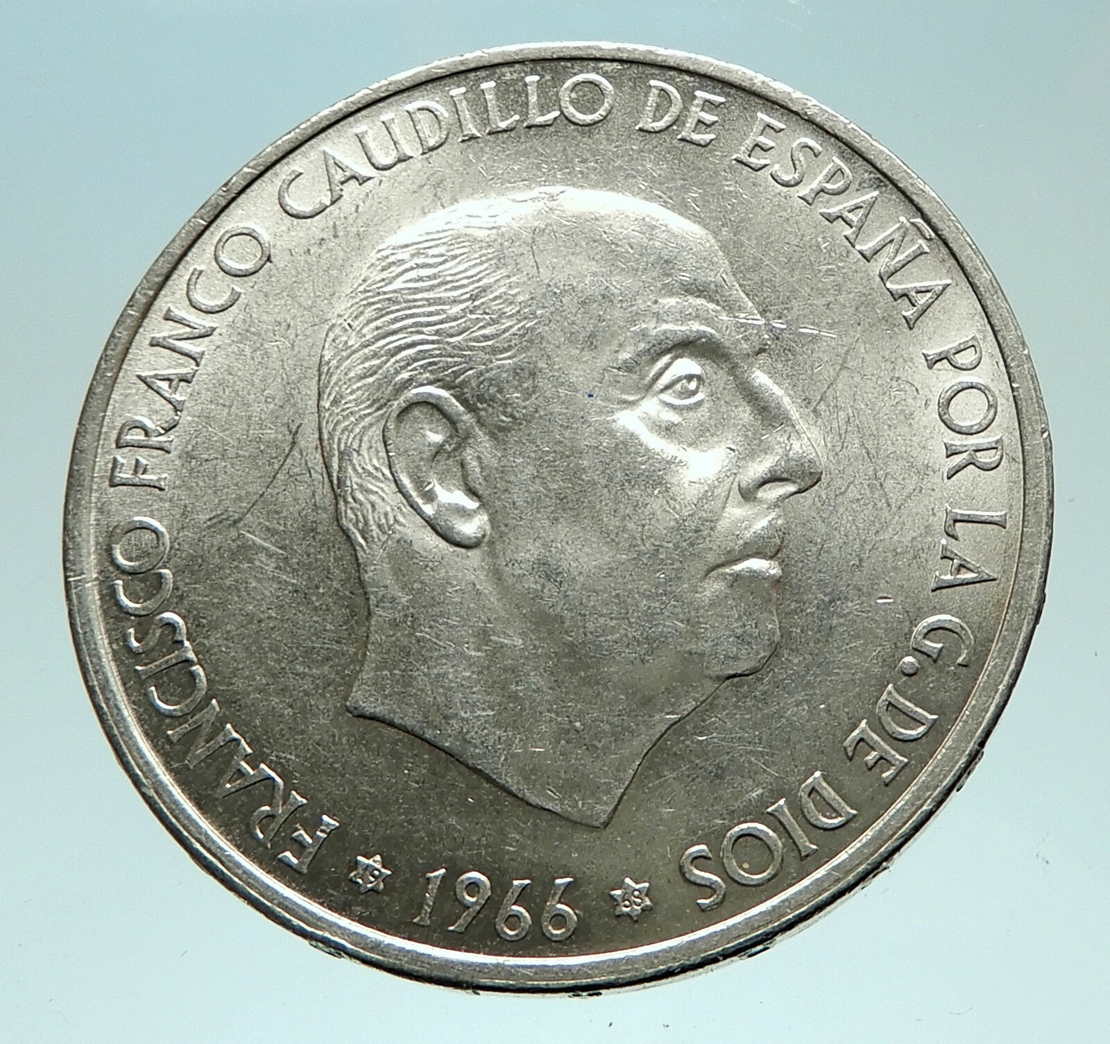 1966 Spain Large Franco Cadillo Genuine Silver 100 Pesetas Spanish Coin i76031
