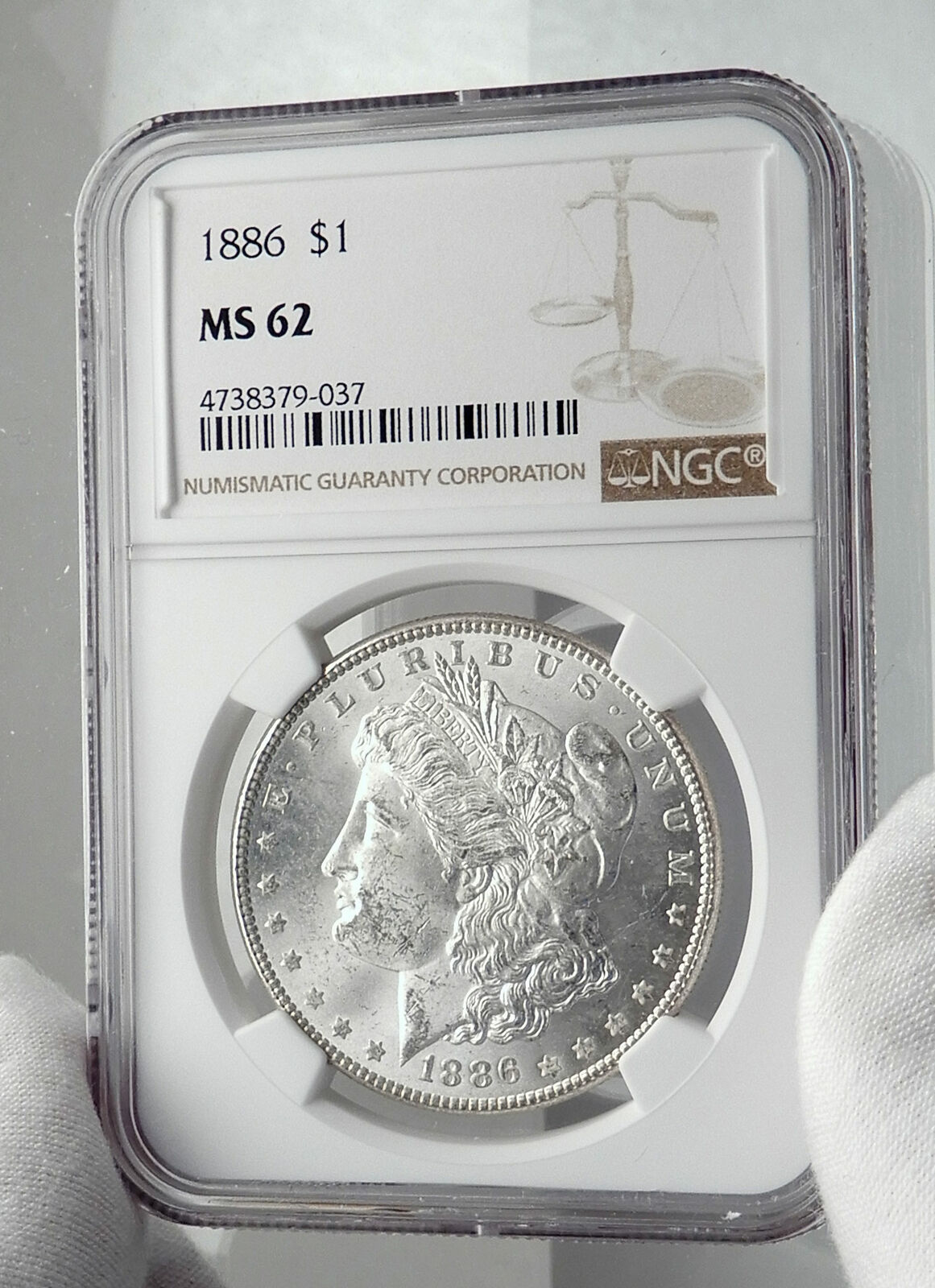 1886 UNITED STATES of America SILVER Morgan US Dollar Coin EAGLE NGC MS i80055