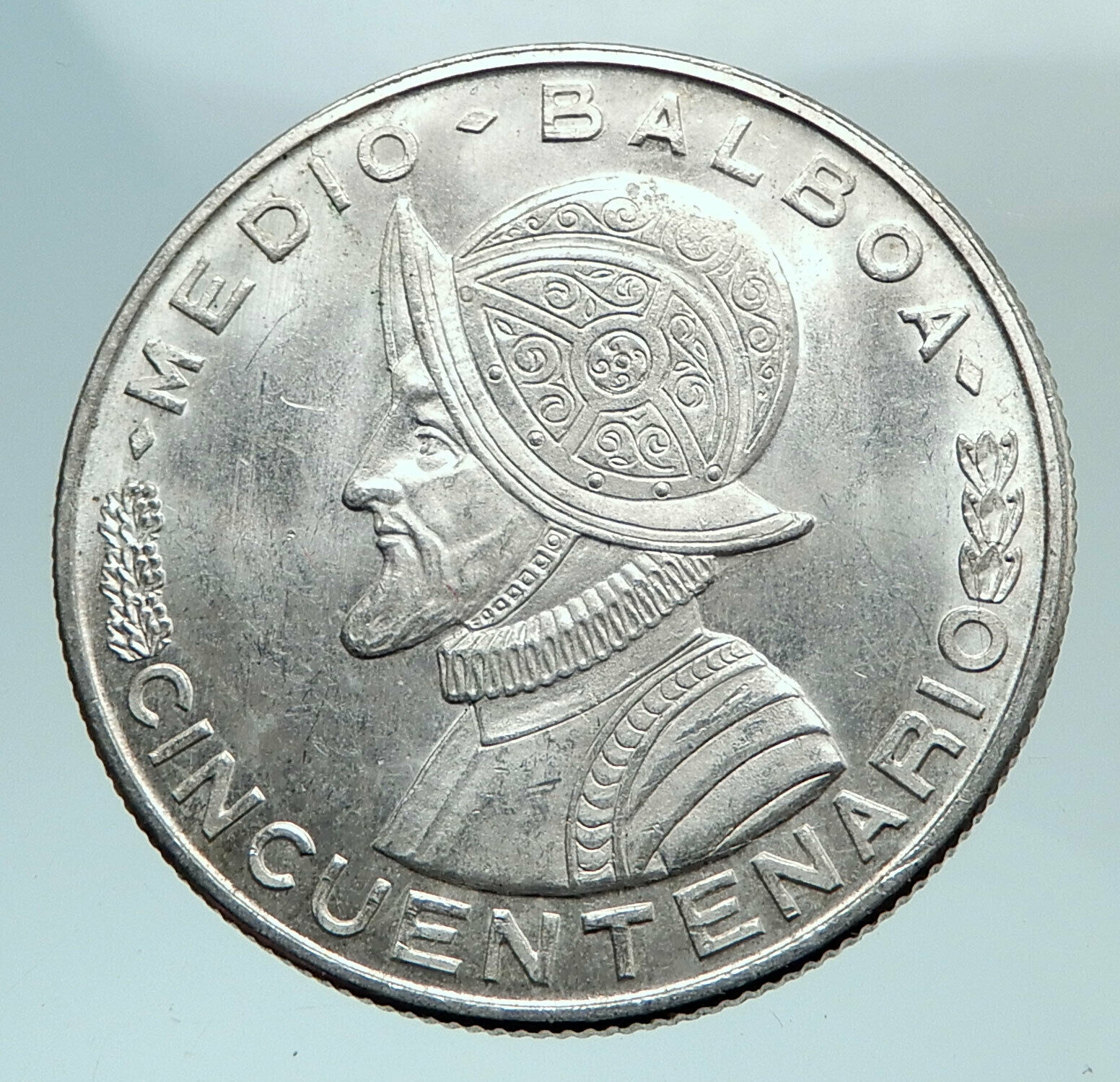 1953 PANAMA Spanish Conquistador Hero Genuine Silver 1/2 BALBOA Coin i81113