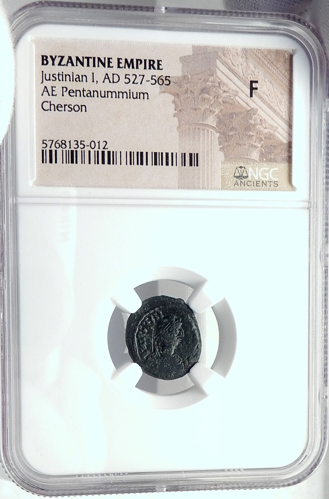 JUSTINIAN I the GREAT Authentic Ancient 527AD Byzantine Cherson Coin NGC i82220