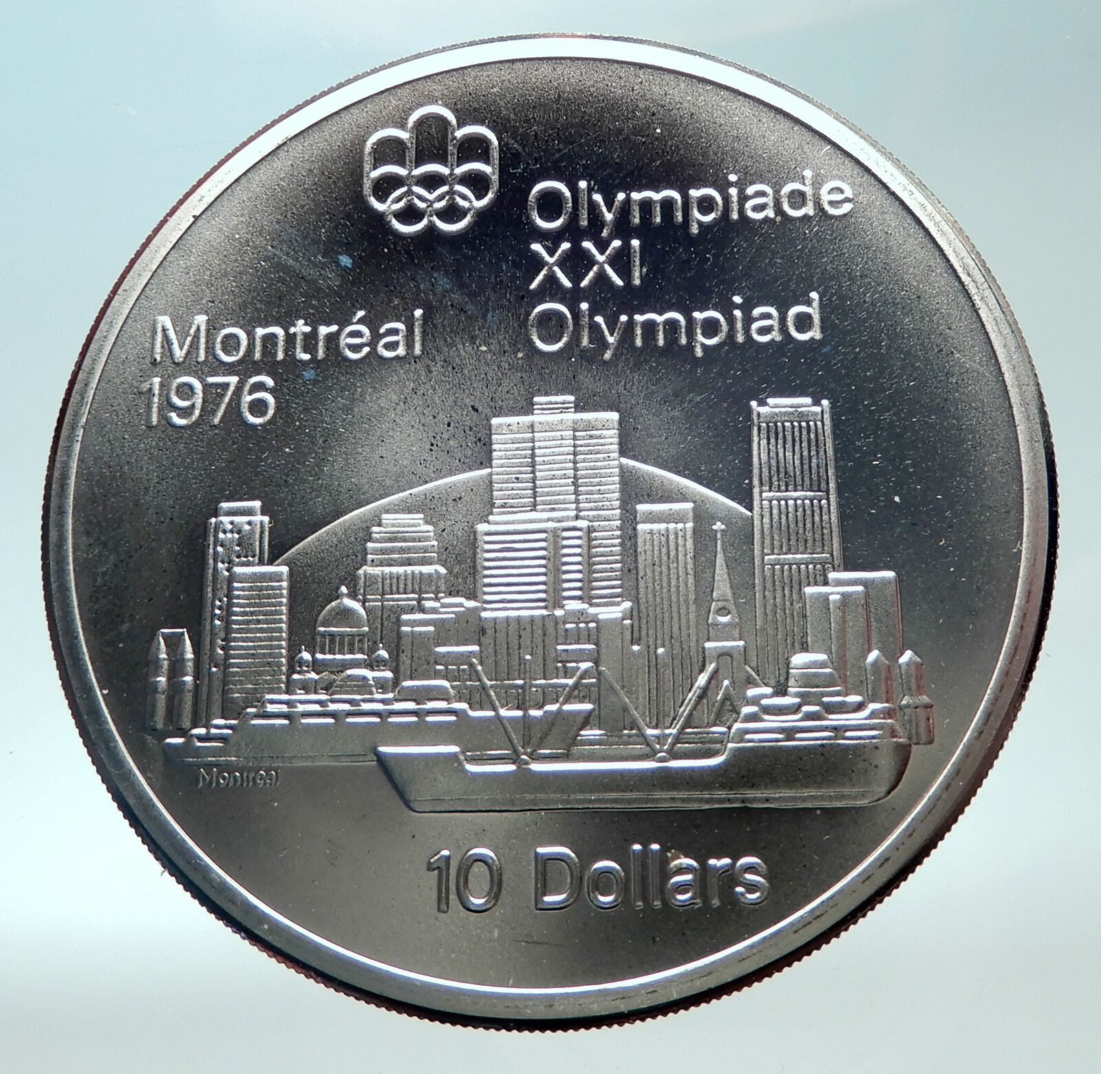 1973 CANADA UK Queen Elizabeth II Olympics Montreal City Silver $10 Coin i82281