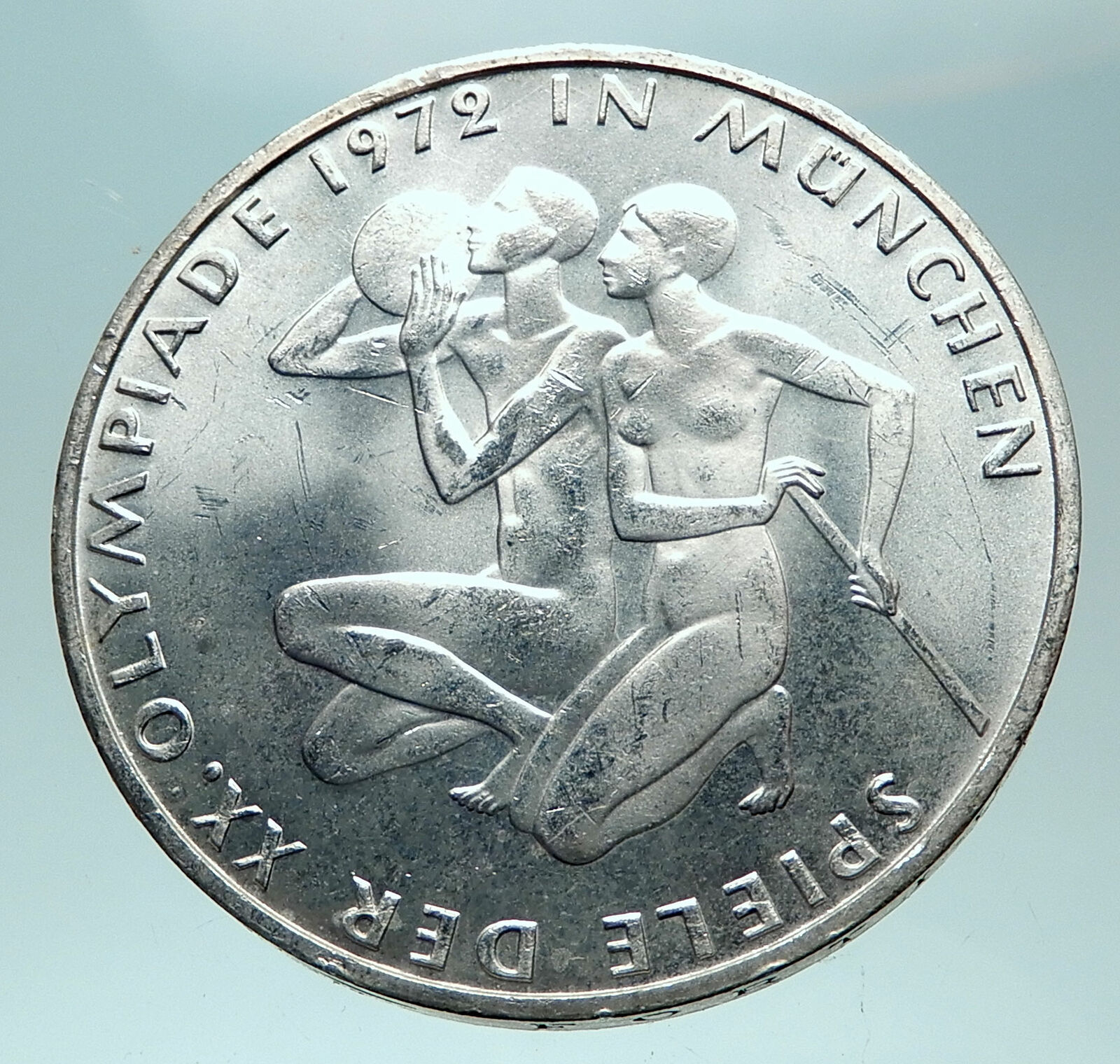 1972 Germany Munich Summer Olympics XX ATHLETES on 10 Mark Silver Coin i82316