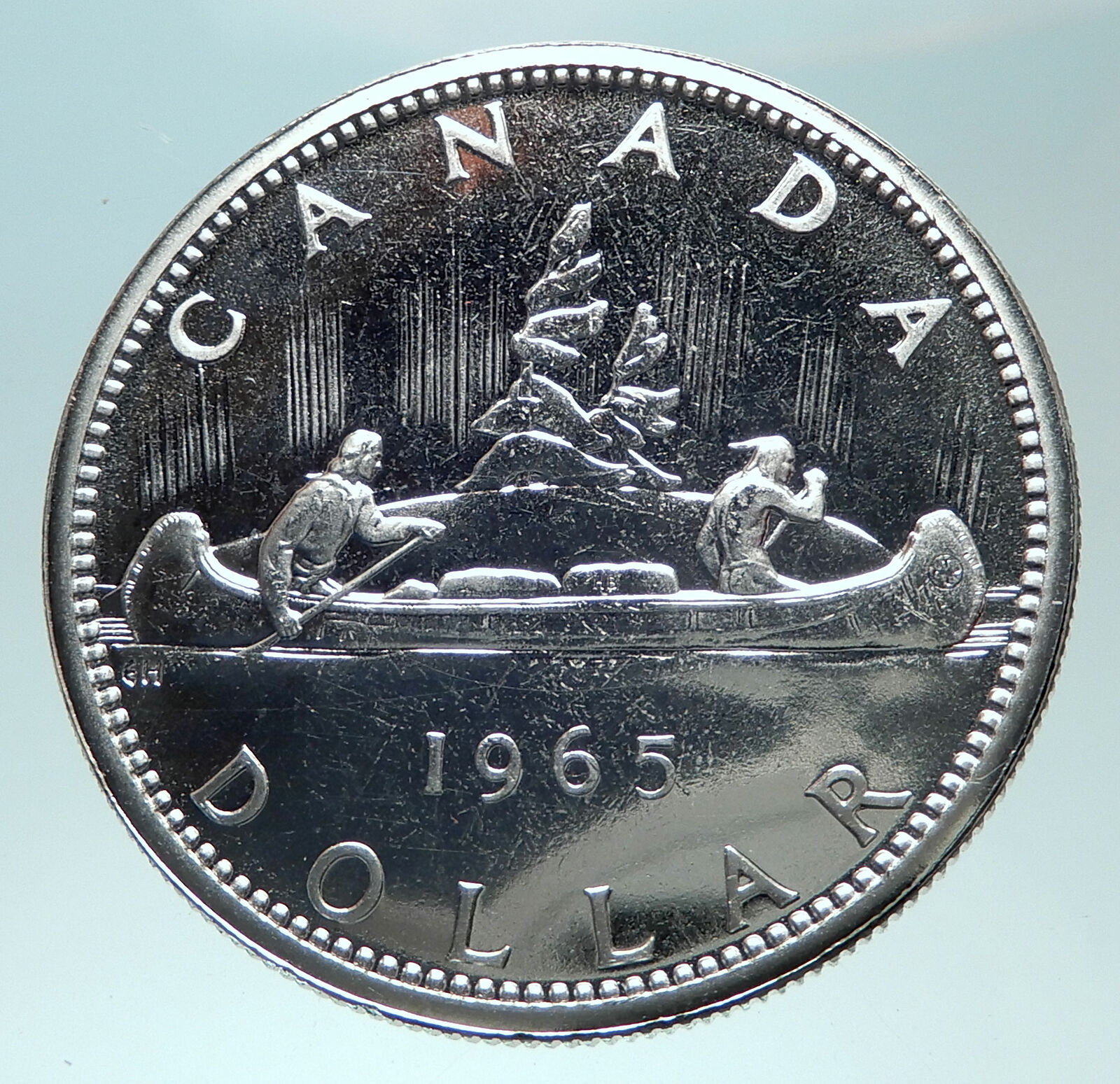 1965 CANADA w UK Queen Elizabeth II Voyagers Genuine Silver Dollar Coin i82315