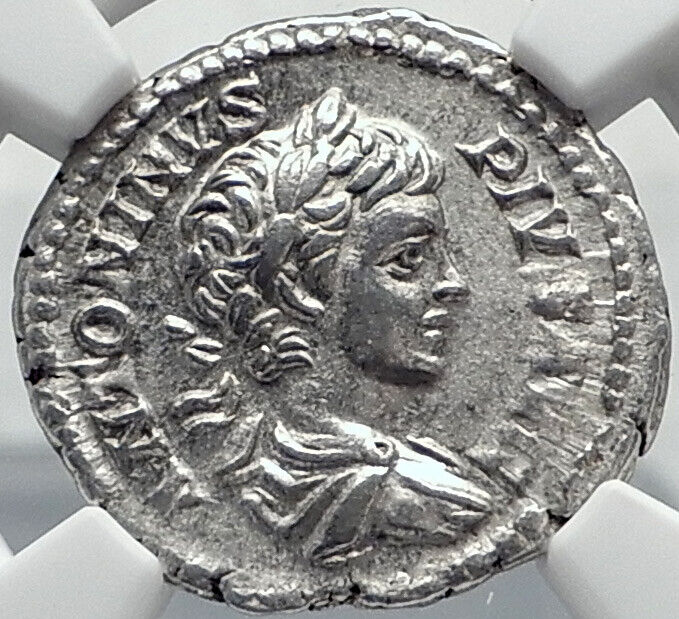 CARACALLA Authentic Ancient Silver 207AD Rome Roman Coin VIRTUS NGC i82227