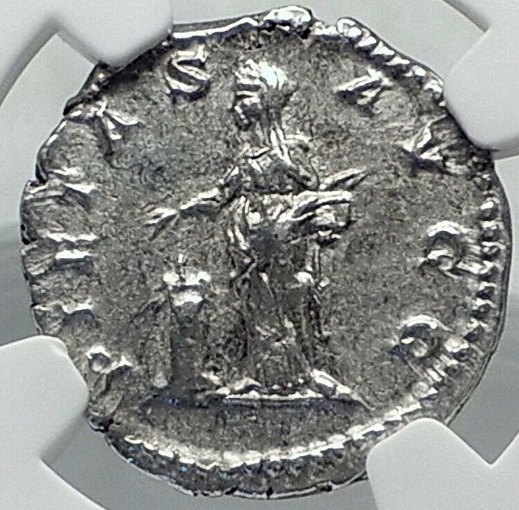 JULIA DOMNA Authentic Ancient 200AD Rome Silver Roman Coin PIETAS NGC i82229