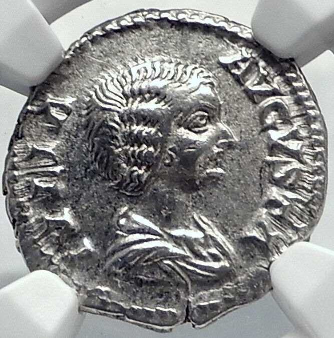 JULIA DOMNA Authentic Ancient 200AD Rome Silver Roman Coin PIETAS NGC i82229