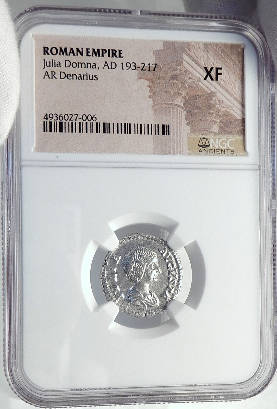 JULIA DOMNA Authentic Ancient 200AD Rome Silver Roman Coin PIETAS NGC i82229