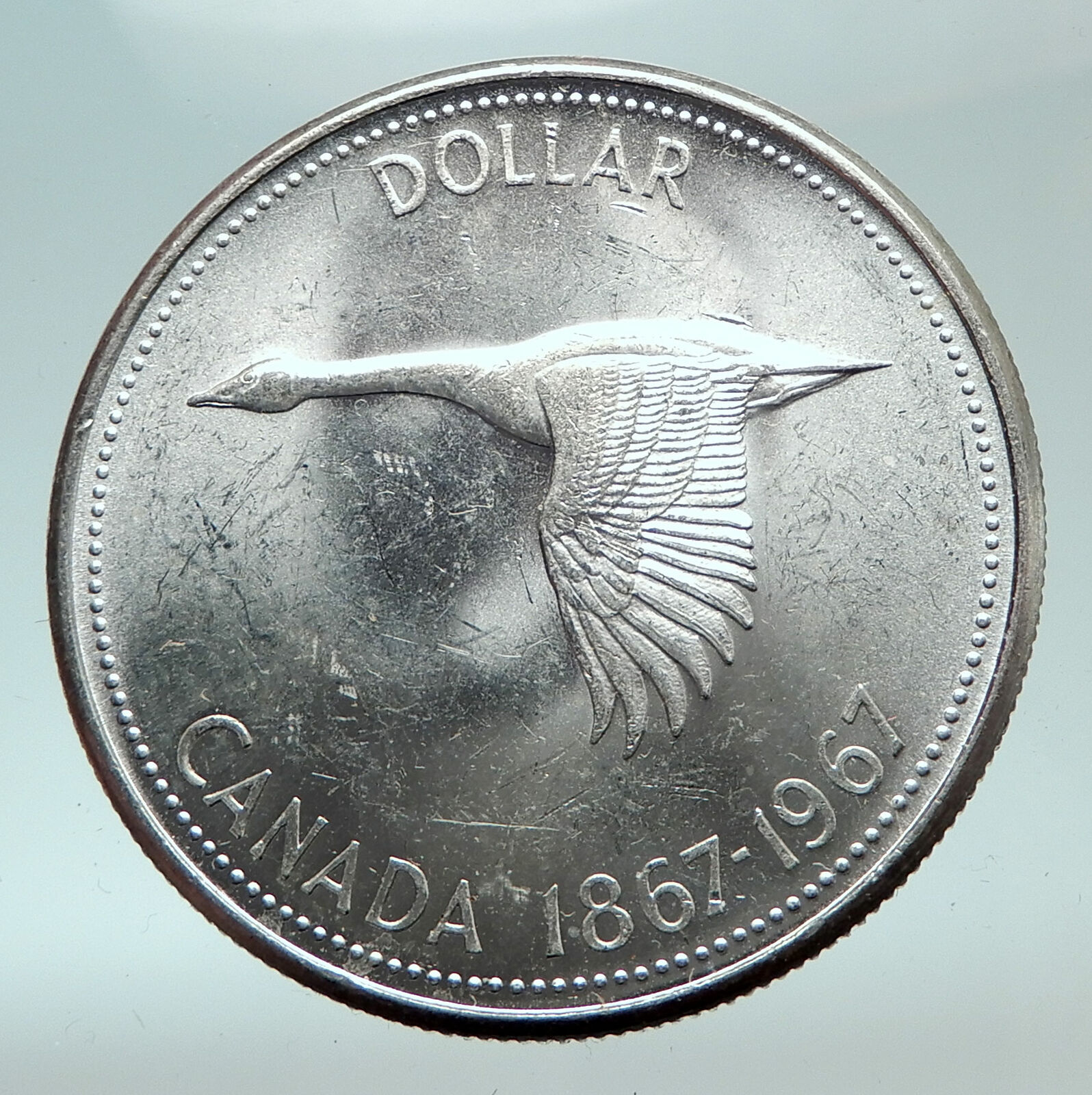 1967 CANADA CANADIAN Confederation Founding with GOOSE Silver Dollar Coin i82100