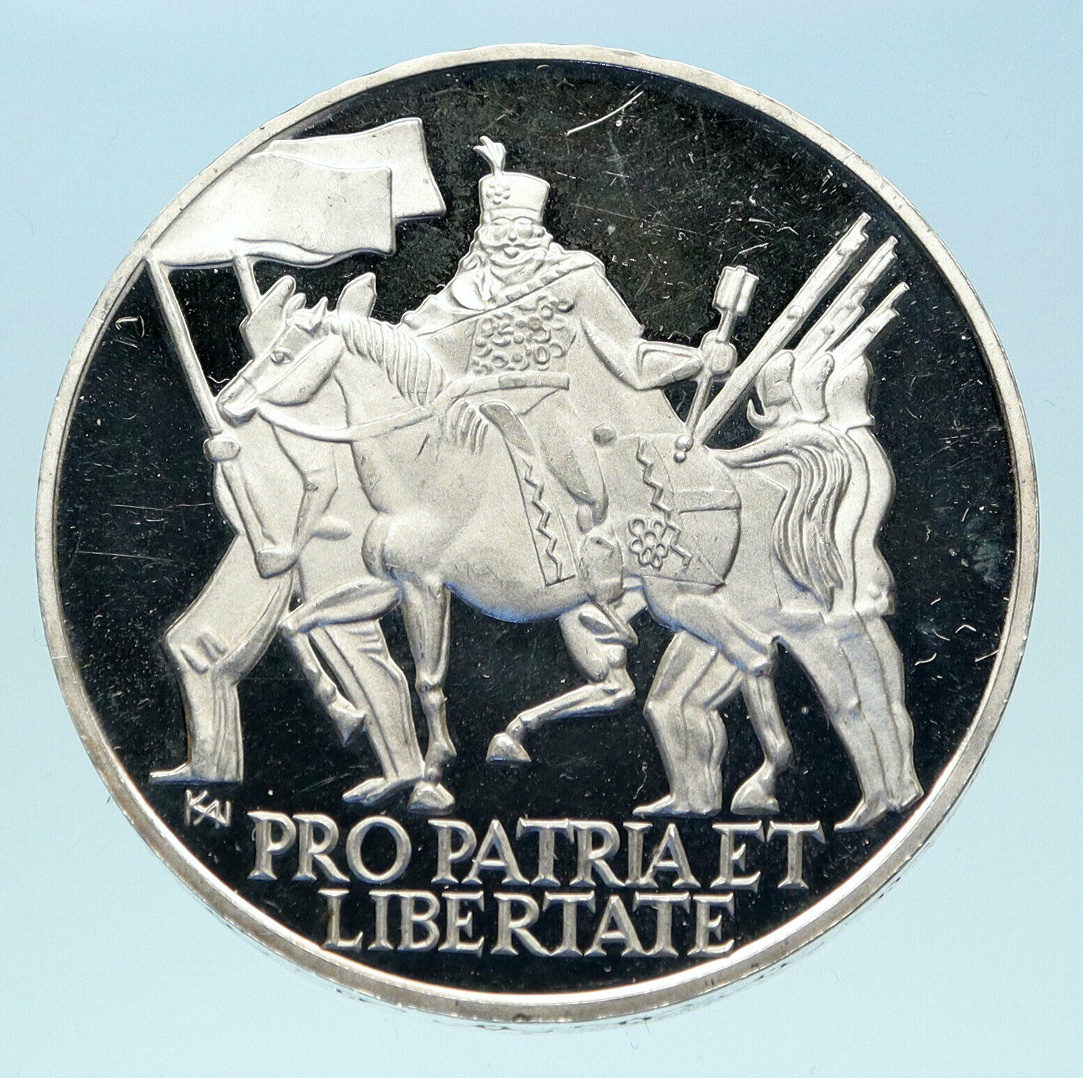 1976 HUNGARY Rakoczi Arms Horseback Antique Silver Proof 200 Forint Coin i82971