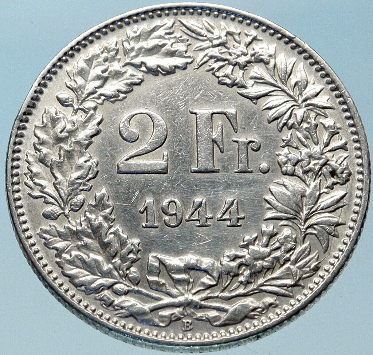 1944 SWITZERLAND - SILVER 2 Francs Coin HELVETIA Symbolizes SWISS Nation i82392